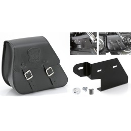 Sacoche Texas Leather de bras oscillant cuir noir avec boucles mates 756982 Sacoches pour Dyna