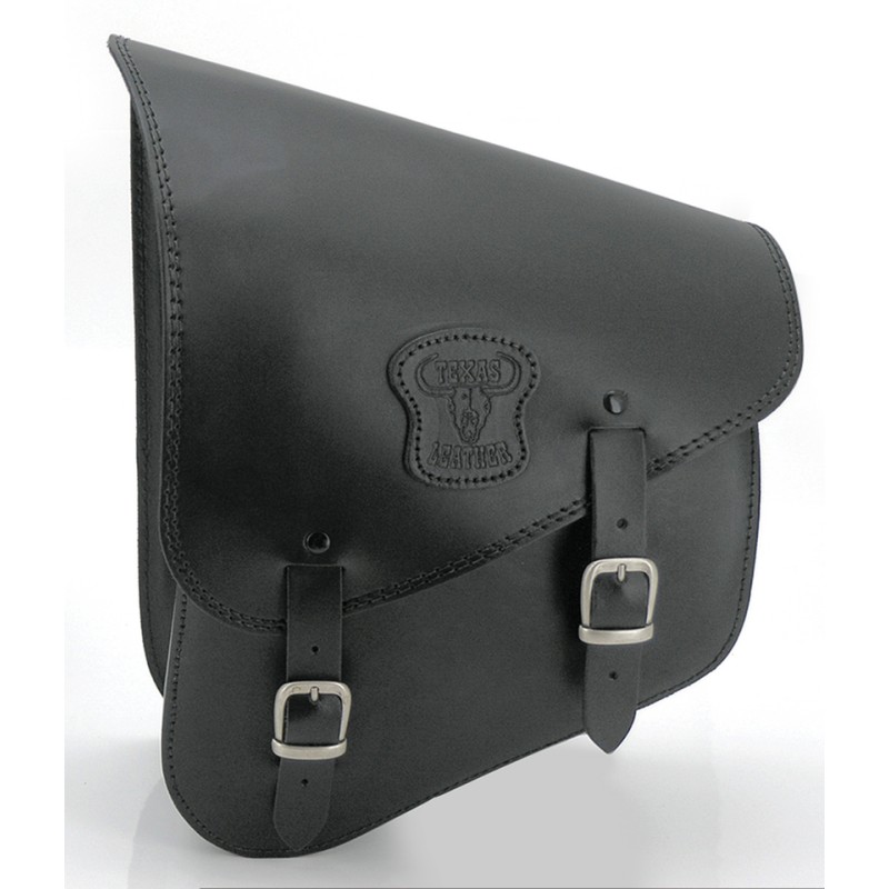 Sacoche Texas Leather de bras oscillant en cuir noir, pré équipée pour support bidon 756962 Sacoches pour Softail