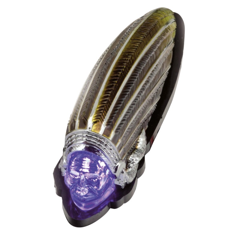 Tête d'indien pour garde boue, rouge et or, LED bleu, lentille claire 160406 Enjoliveurs de garde boue