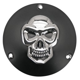 Trappe d'embrayage aluminium skull noir avec crâne chromé 302806 Trappes de visite de carter primaire