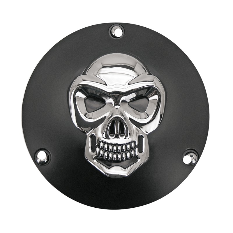Trappe d'embrayage aluminium skull noir avec crâne chromé 302806 Trappes de visite de carter primaire