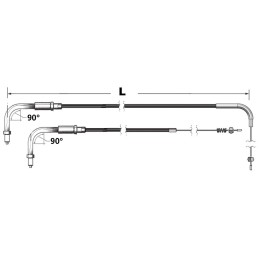 Cable de tirage et de retour pour premiers carburateurs mikuni hsr et et 1996 au present tirage a cables clipses 232264