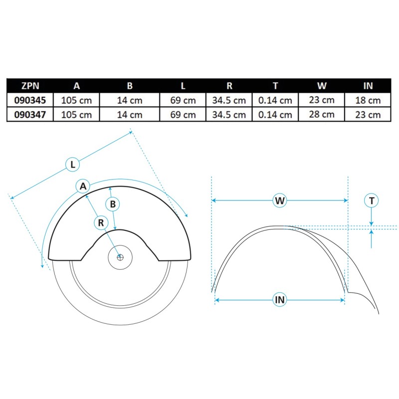Garde-boue arrière de style héritage pour montage custom 090347