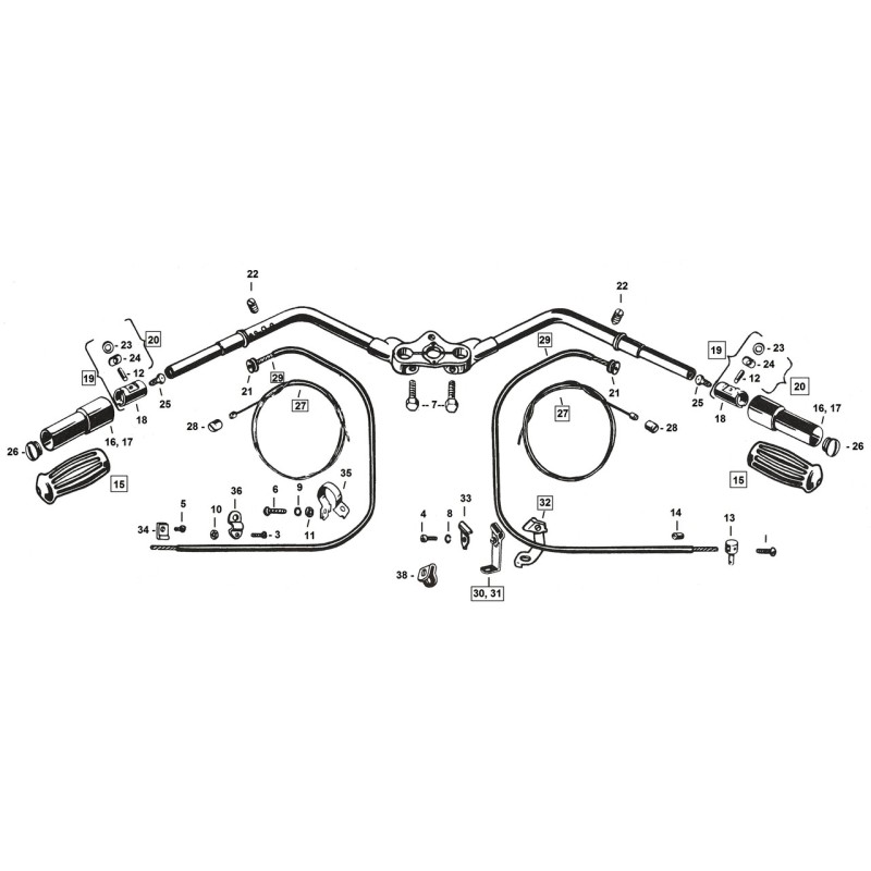 Commandes et guidons pour fourches springer 1937-1948 780136