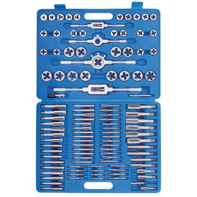 Jeu de tarauds et filieres metriques/pouces, 110 pieces 754702
