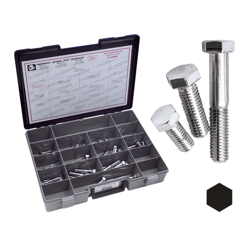 Assortiment de vis chromees a tete unc hexagonale 239330