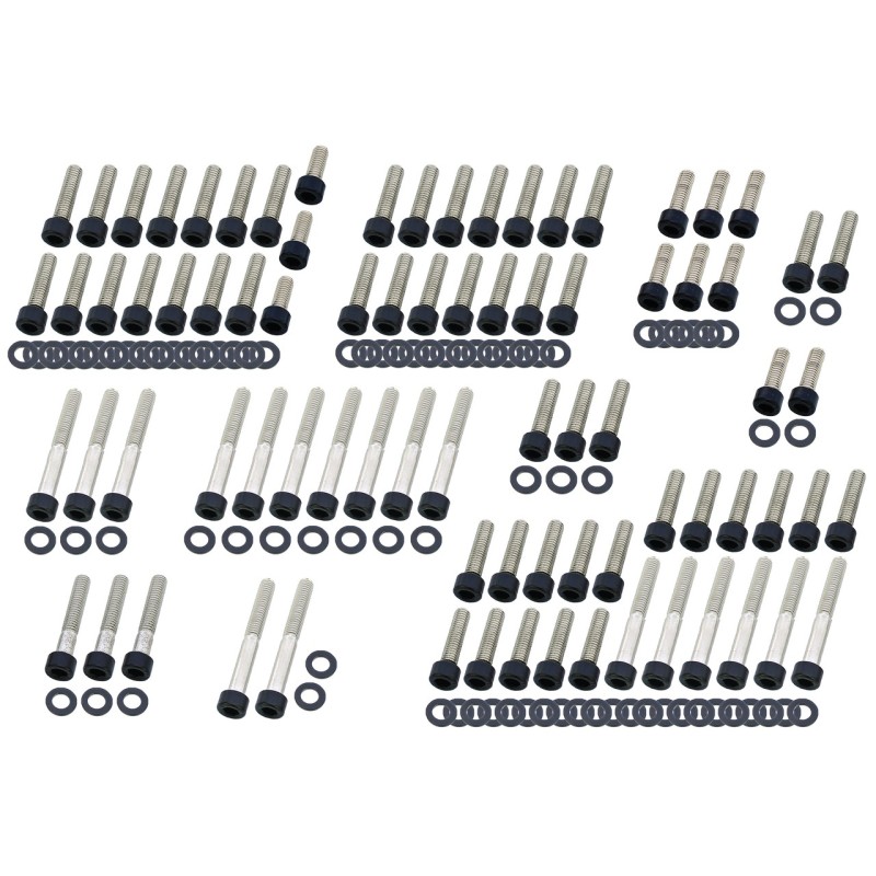 Kits de vis de moteur boite en acier inoxydable noir 770504