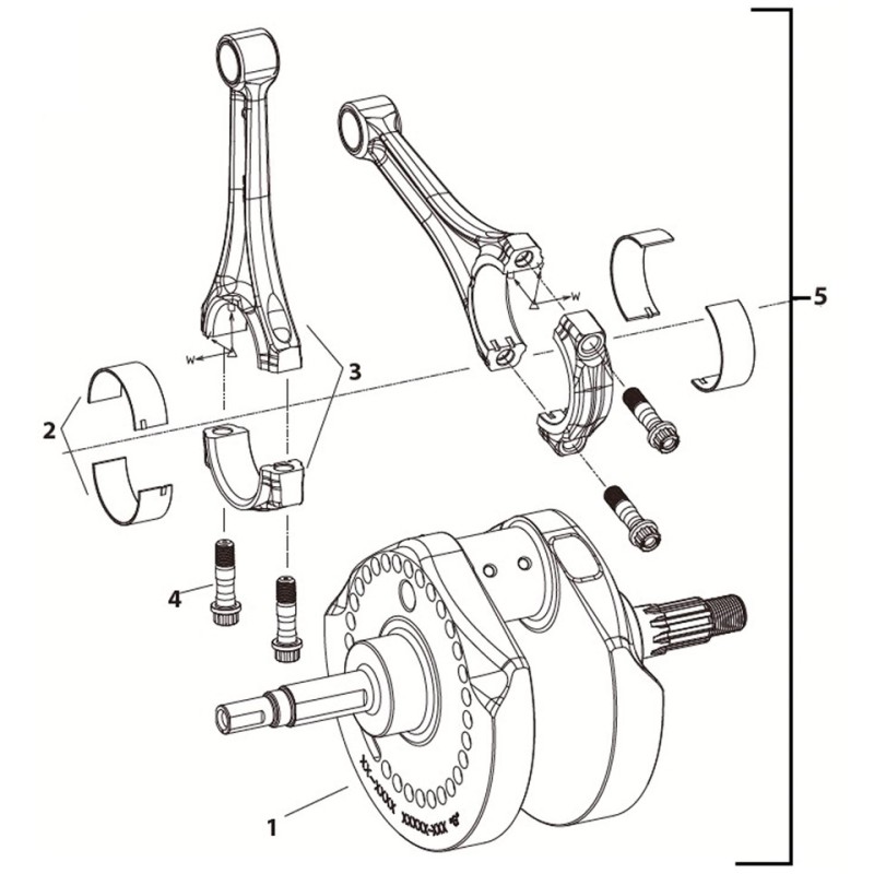 X-wedge crankshaft & connecting rods 789004